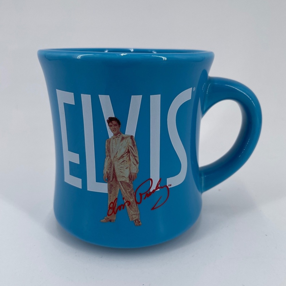 Elvis Presley Blue Coffee Mug King of Rock N Roll 2006 Signature Product 4in